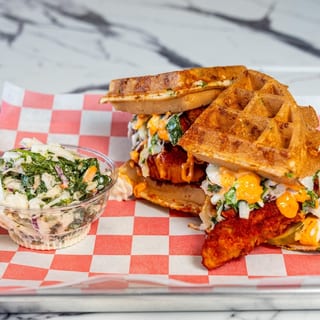 WAFFLE HOT CHICKEN SANDWICH